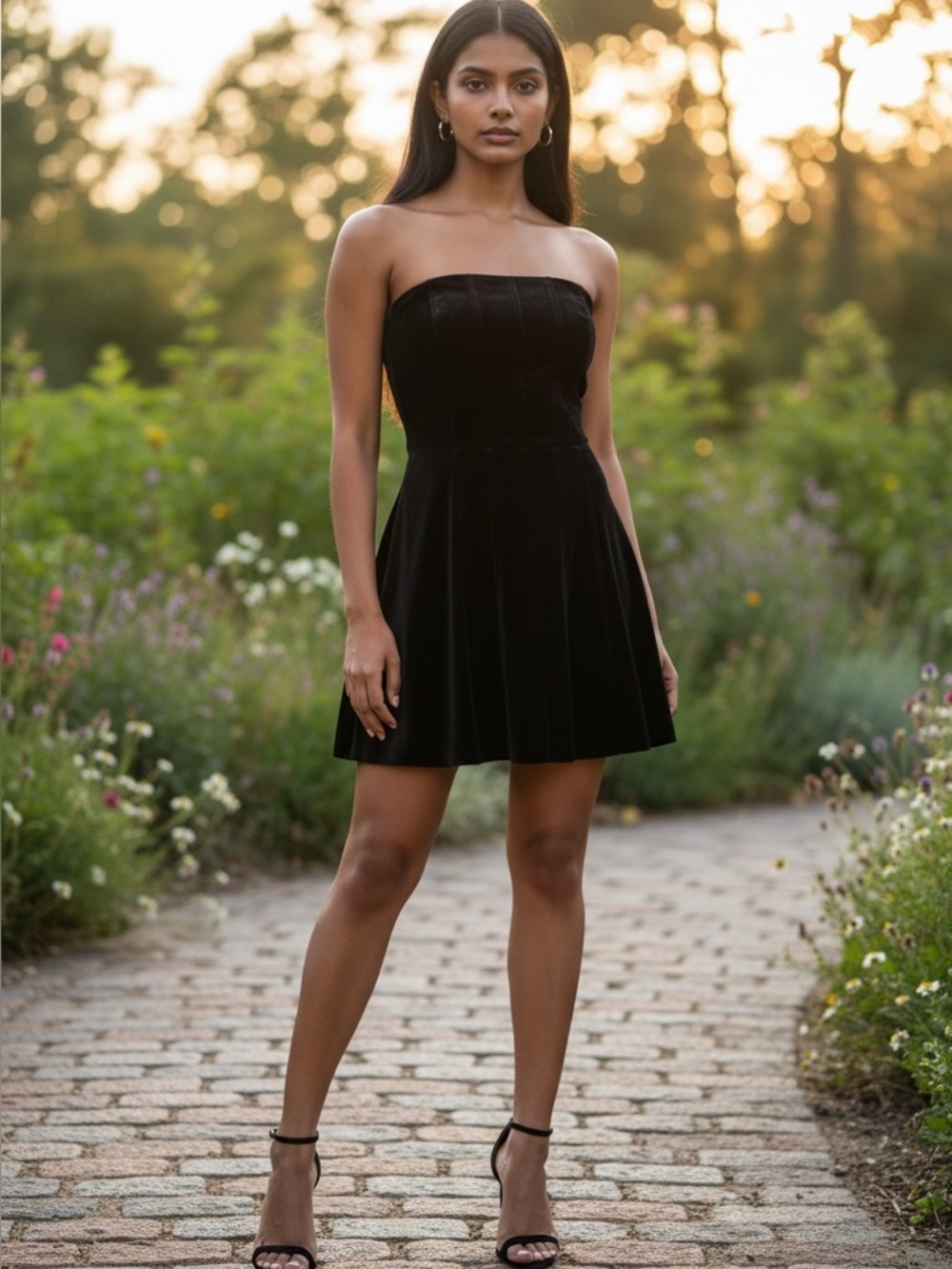 ZARA Strapless Little Black Dress Corset boning Velvet Mini Chic Staple Size S🌟